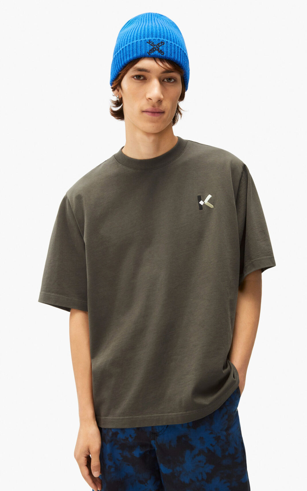 Camisetas Kenzo K Logo Hombre Gris Gris SPQ847213